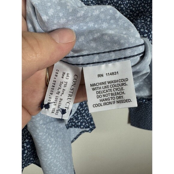 CON.STRUCT Floral Button Down Navy Blue Long Sleeve Dress Shirt NWT Size L - Picture 8 of 10